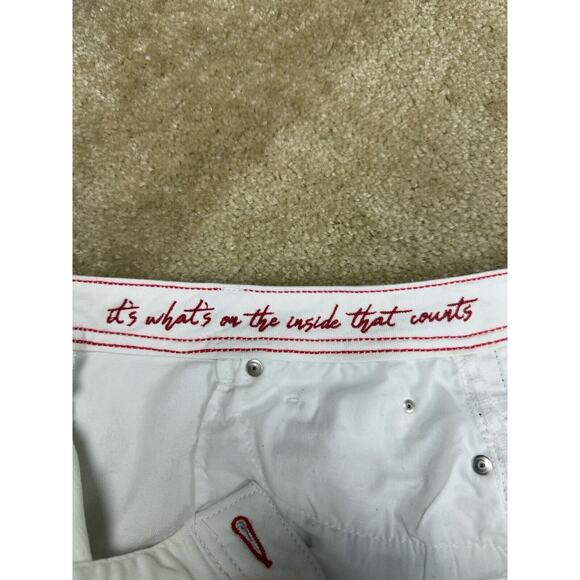 EV1 White Denim Mini Skirt Size 16 Racing Stripes Alex Relaxed Vintage B016 - Picture 5 of 11